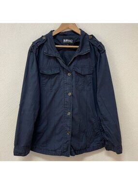 Buffalo David Bitton Navy Blue Full Zip Utility Jacket Sz Large